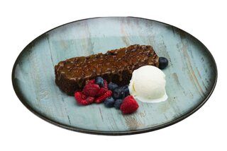 Traditional “Baba Neagră” with ice cream and salted caramel