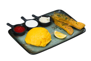 Polenta with carp fillet